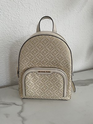 Michael Kors Damen Rucksack Tasche Bag Jaycee MD ZIP PKT Backpack Beige/Gold NEU
