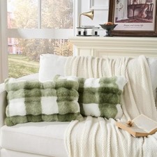 12x20 Inch Throw Pillow Covers,Pack 20" x 12" Pack of 2 Sage Green Grid Print