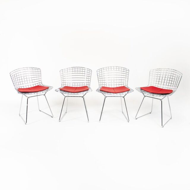 2010s Harry Bertoia for Knoll Side Chair 420C Chrome with Red Seat Pad 12+ Avail OR10114