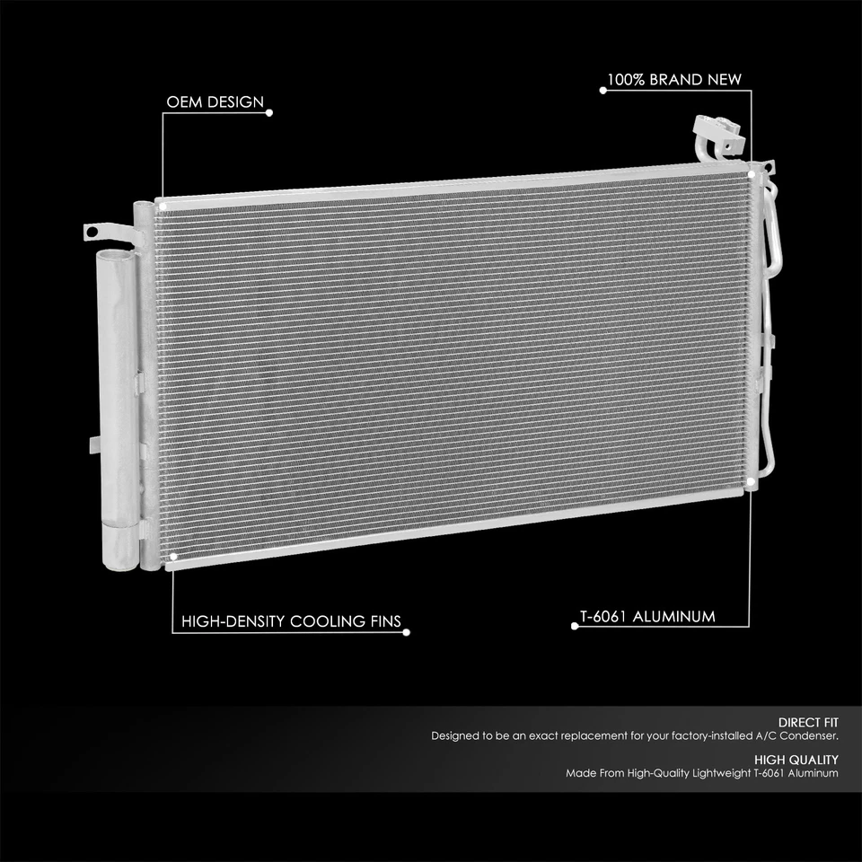 For 2013-2016 Hyundai Genesis Coupe 3.8L Factory Style Aluminum A/C Condenser - Image 2 of 4