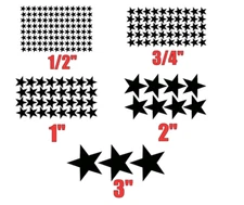Star stickers! Pick your size and color! Permanent outdoor glossy vinyl decals.