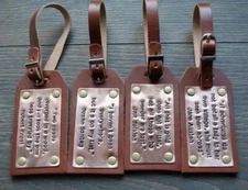 Custom hand stamped suitcase luggage Tags - Leather luggage tag by Rachiba