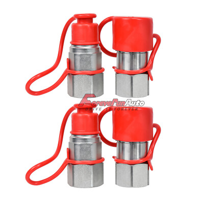 2 Sets 3/4'' NPT Flat Face Hydraulic Quick Connect Couplers Couplings Skid Steer