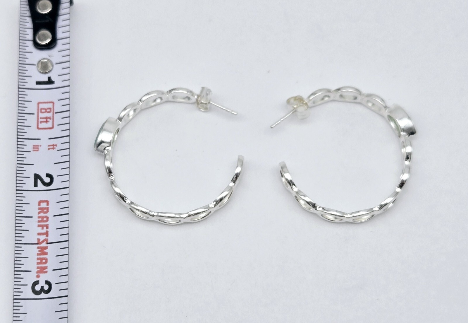 Solid Sterling Silver Light Green Gemstone Twist … - image 4