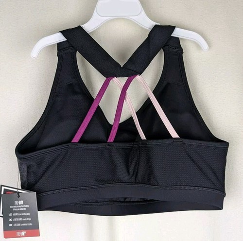 Fila Sport Sports Bra Women's Size L Pink Black Gray Strappy Racerback - Picture 5 of 10