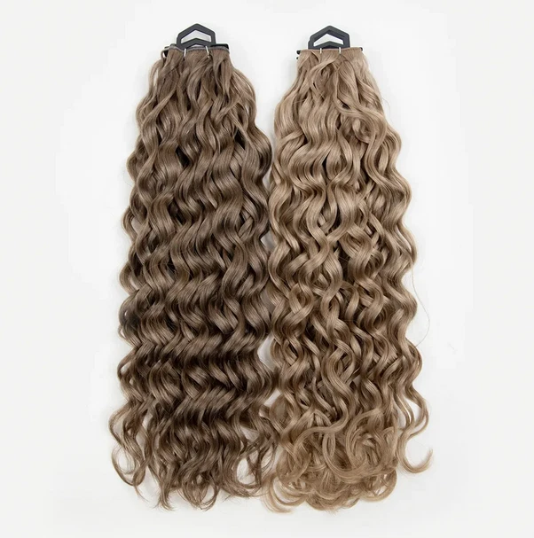 Extensiones de cabello humano 100 % Remy trama rizada genio sin costuras 100 g Foto 3 de 4