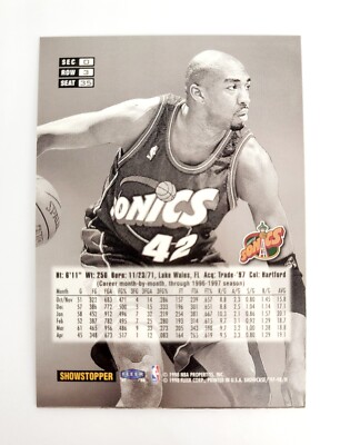 MASTERPIECE SEC 0 RARE ROW 1 TEST PROOF NO FOIL 1997-98 Flair Showcase VIN BAKER