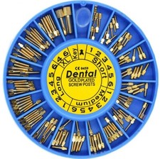 Dental Root Canal Pins Conical Screw Post Gold plated Core Crown Repair 120pcs