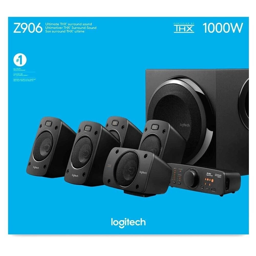 Logitech Z906 5.1 Surround Sound Speaker System - THX, Dolby Digital and  DTS Digital Certified - Black 