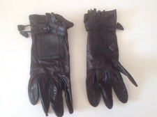 GUANTI DONNA MOSCHINO NERI E CHOC MARRONI FODERATI IN SETA CON NAPPE