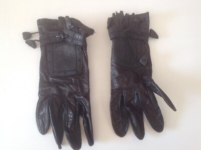 WOMENS MOSCHINO BLACK & Choc BROWN SILK LINED GLOVES  W/TASSELS