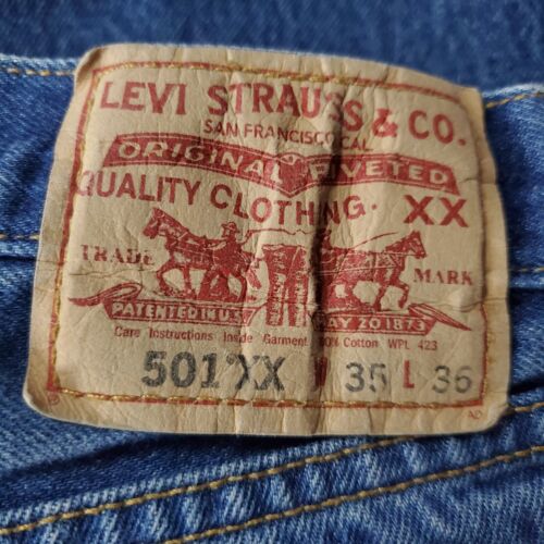 Jeans Levis Uomo 35x36 Blu 501 Bottone Dritto Fly Y2K Denim - Foto 9 di 11