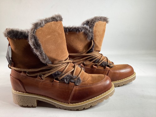 Womens Eric Michael Tan Leather Suede Polar Boots EU Size 38 NEW