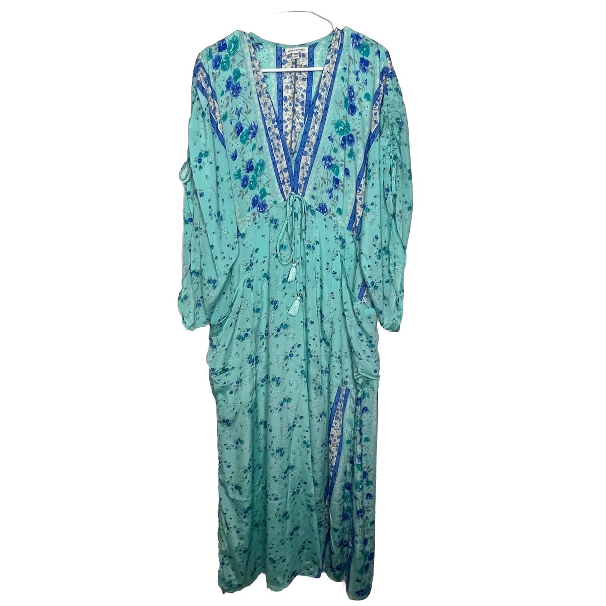 Karma Highway Maxi Dress Kaftan Women One Size Satin Tassel Boho Festival  X21