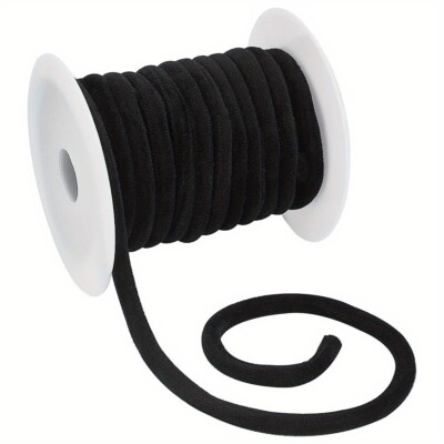 1Roll 9.6~10m11 Yards 8mm Soft Velvet Round Cord Black Velvet Cord String 
