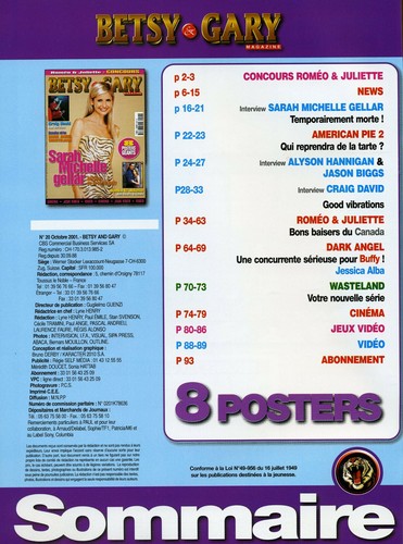 Magazine BETSY & GARY n°20, BUFFY, ROMEO & JULIETTE, DARK ANGEL, Graig DAVID - 第 2/3 張圖片