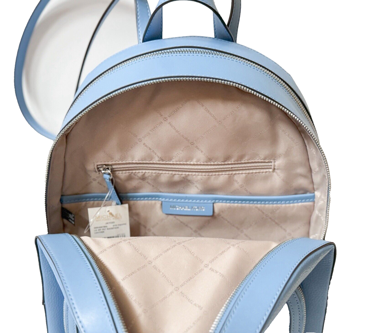 MICHAEL KORS JAYCEE LARGE ZIP POCKET LEATHER BACKPACK BLUE SOUTH