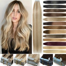 Invisible Tape in Human Hair Extensions DoubleSided Seamless Tape-ins Thick Hair