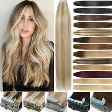 Invisible Tape in Human Hair Extensions DoubleSided Seamless Tape-ins Thick Hair