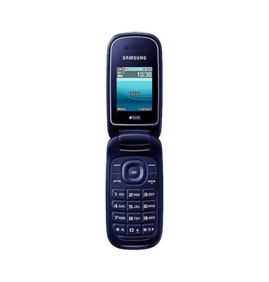 Original Samsung E1272 Flip Phone Dual Sim Folding Phone Blue New