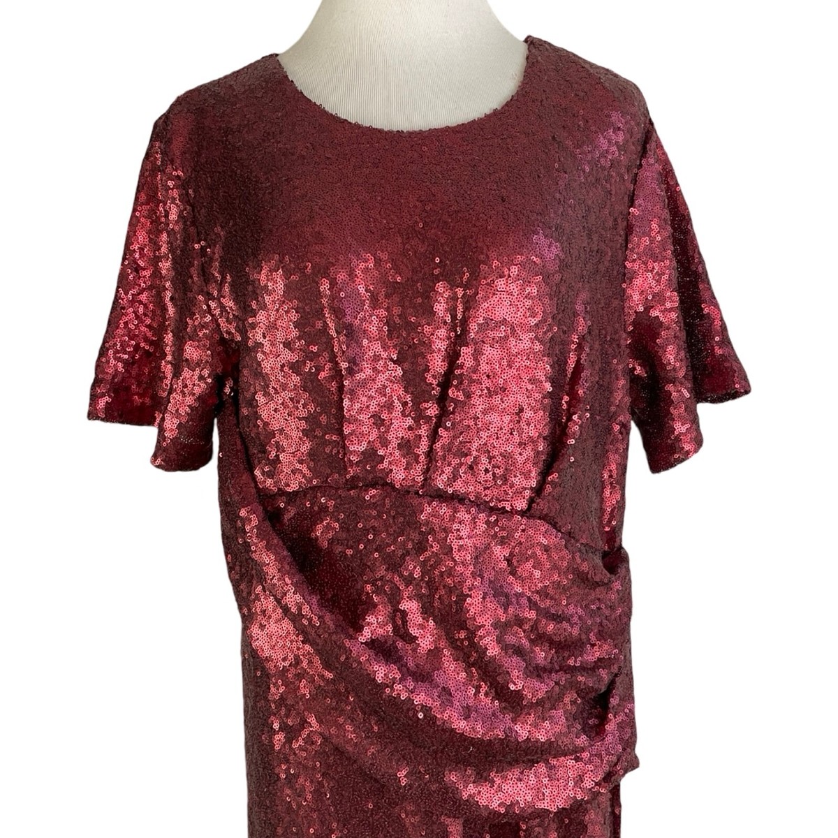 eloquii red sequin dress Sequin Midi Dress with V Neck and Satin Straps, Salsa