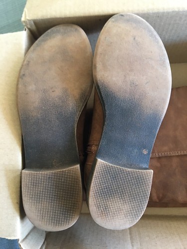 Womens Just Fab Calf Tall Riding Boots Low Heel Brown Buckle sz 8.5 - Picture 10 of 12