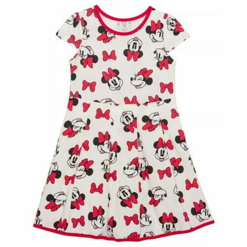 Disney WHITE Little Girls Happy Minnie Bow Short Sleeve Dress US 6 - Picture 1 of 1