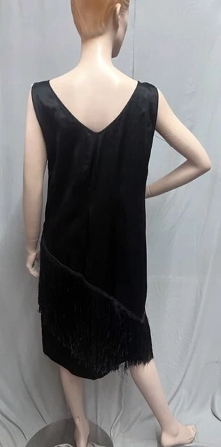 #25-045, 1920’s black silk with fringe flapper dress - Image 2 of 4