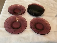 Duralex Amethyst Purple 8 Piece Saucer’s Made in France Vintage 5.5”