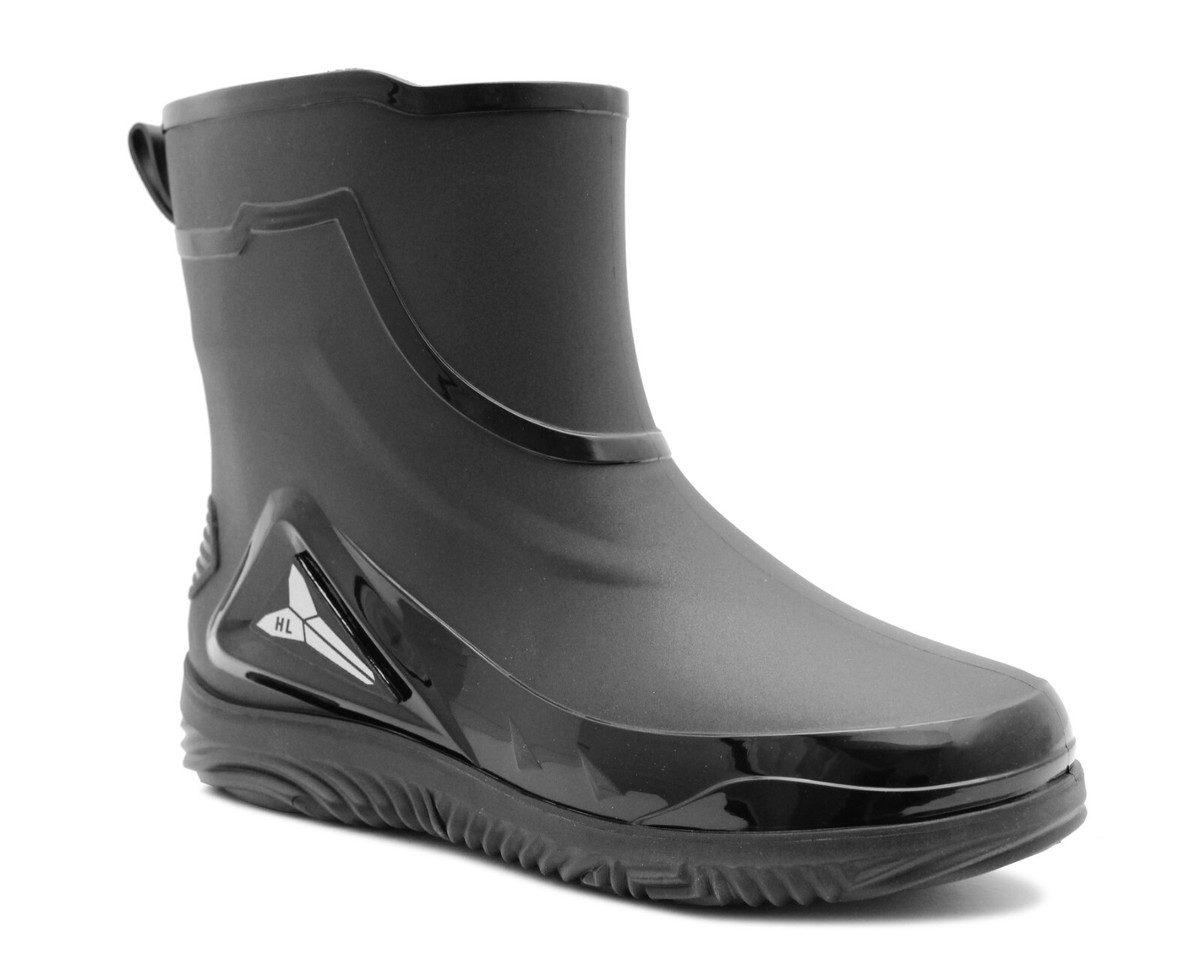 QUENLOOP Men's Ankle Rain Boots - Waterproof Slip-On Chelsea Work Shoes For Garden, Snow, Wet Weather - View #8