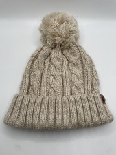 Frye And Co. Beanie Hat Womens Sz 40D Cable Knit Pom Pom EUC S/M