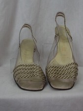 Paire de chaussures "Azurée" transparente décorée de rubans noir et doré