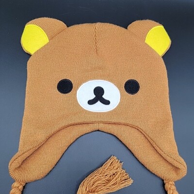 Sanrio Rilakkuma Laplander Beanie Hat with Ears Brown Bear Cute