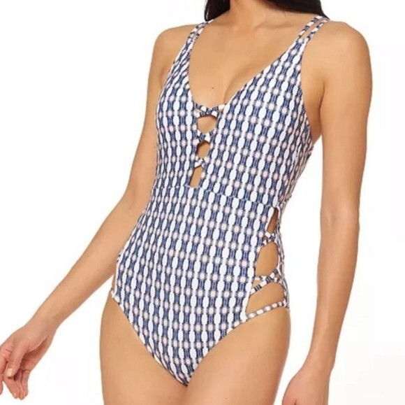 Jessica Simpson Swimsuit Small Venice Beach Blue NWT