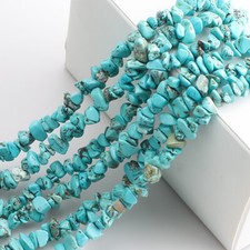 5 Strand Blue Turquoise Freeform Slab Slice Beads 31.5" Strand Top Drilled