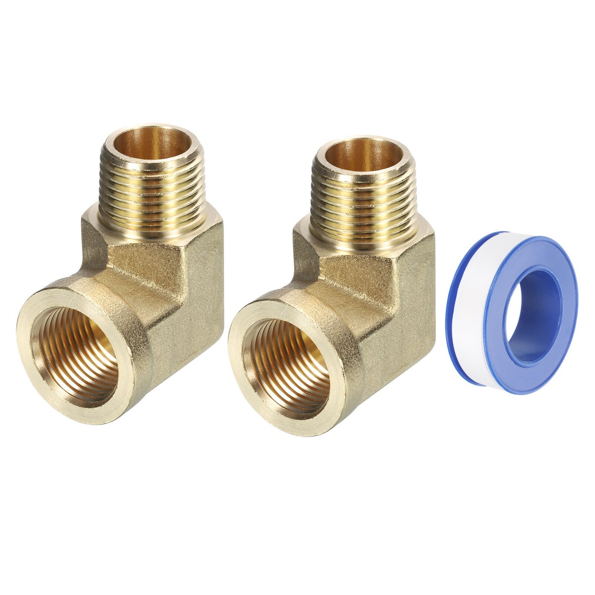 2-Pack 3/8 NPT 90 Degree Brass Elbow Fittings - Barbed Hose Connectors For Fuel, Air & Water Systems