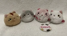 LOT OF 4 Neko Dango Kitty Cat Plush Stuffed Toys Tabby Bucha Sakura Odd Eyes 3"