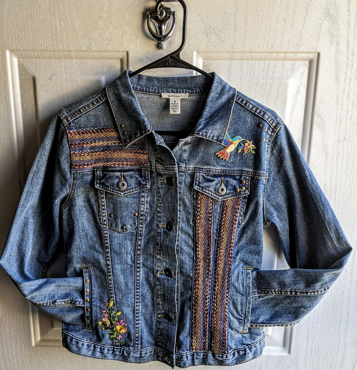 Studded blue jean jacket sale