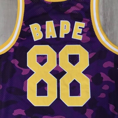BAPE Purple camo x yellow basketball tank top A Bathing Ape Size