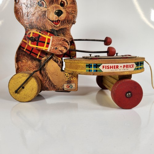 Vintage Fisher Price Teddy Zilo Pull Toy 1964 Made In The USA See Description - Picture 2 of 15