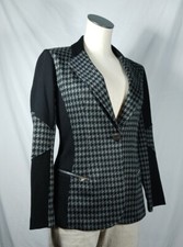 Joseph Ribkoff Blazer Jacket Model 32722 Houndstooth Gray Black Women's US Sz 6