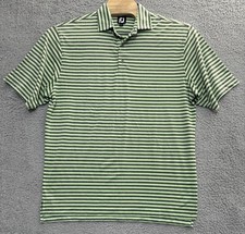 FootJoy FJ Black Green Striped Polo Shirt Mens Large Golf Stretch