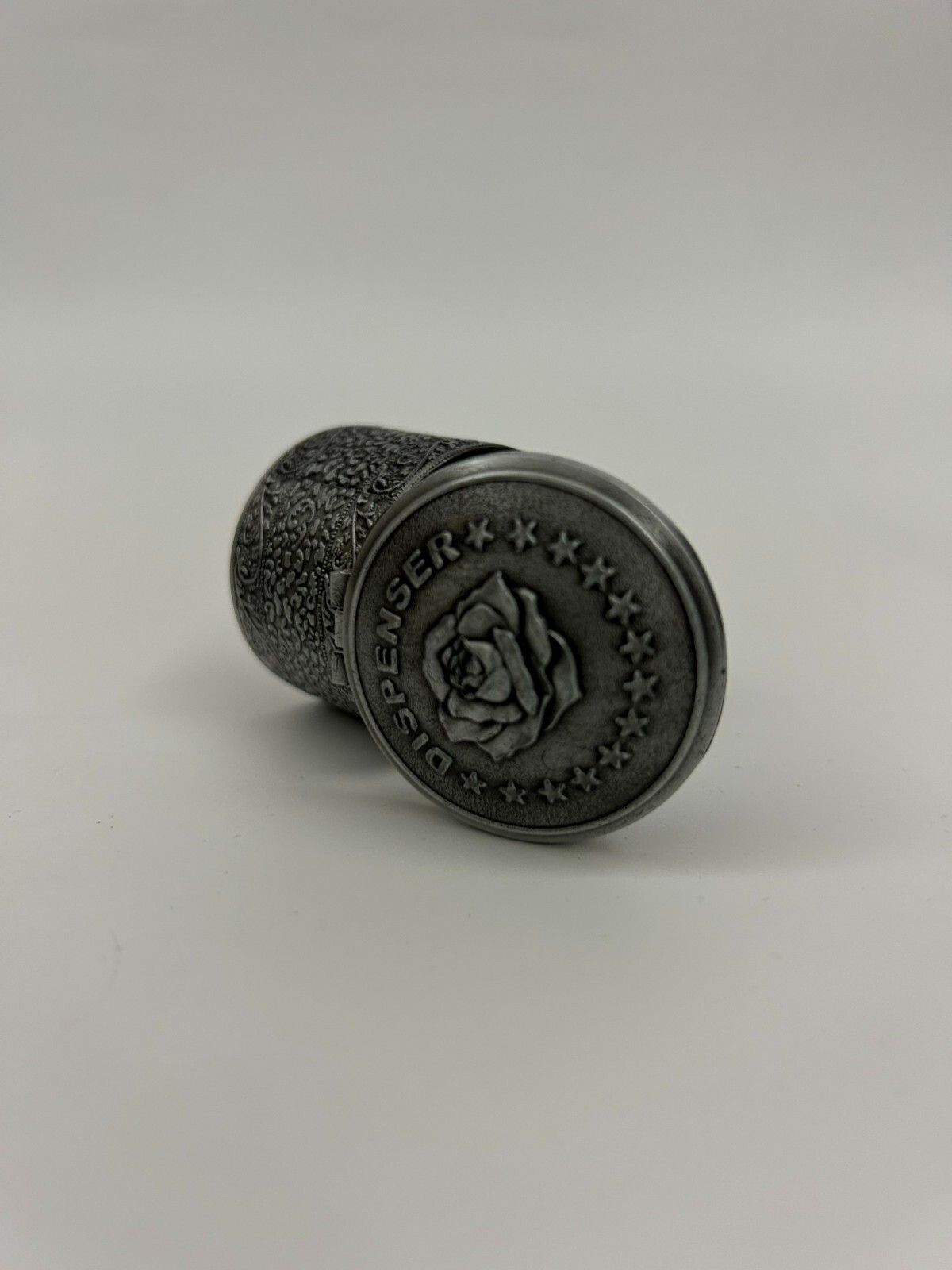 Antique silver colour like metal USPS stamp coil roll dispenser flower