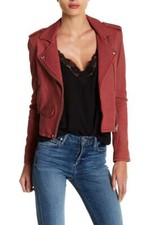 Iro Burgundy Ashville 100% Lamb Leather Moto Jacket Size 38/us 6