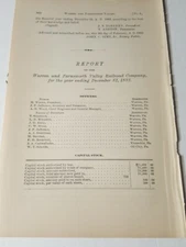 1882 RR document WARREN & FARNSWORTH VALLEY RAILROAD Clarendon Vandergrift PA 