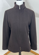 Jfw Casual Jacket Brown Wool & Cashmere Blend Size 14 Zip Up & Side Pockets