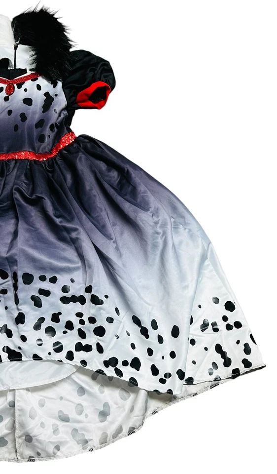 Disfraz Disney Cruella De Vil Niña Vestido de Piel Sintética Disfraz M 8-10 Halloween Foto 2 de 4