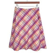 Vintage Talbots Bias Plaid Skirt Sz 4 Knee Length 100 Cotton Preppy Sherbet