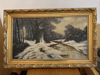 Original Oil Painting on Canvas - Landscape with House - Signed B. Jelínek