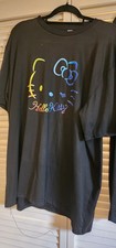 Hello Kitty Men's Black Graphic Print Logo T-Shirt Crew Neck Short Sleeve XL
